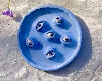 Eyes Staring at You, Blue Trinket Dish <3