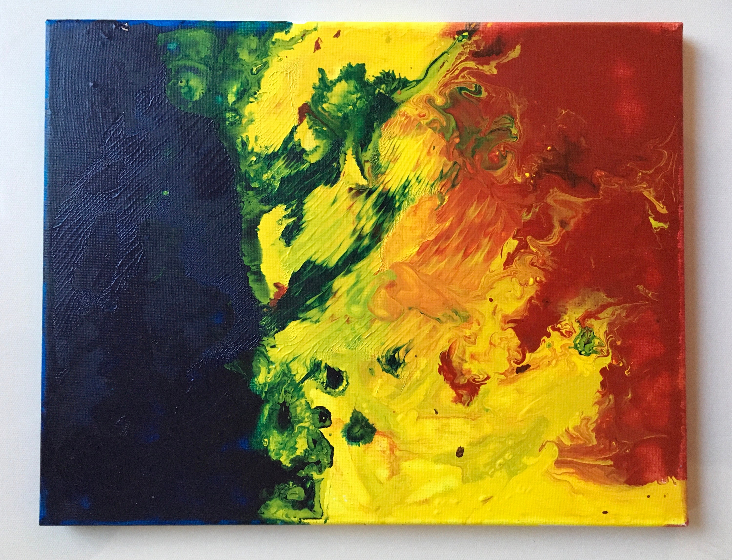 Abstract primary colors acrylic paint pour Etsy