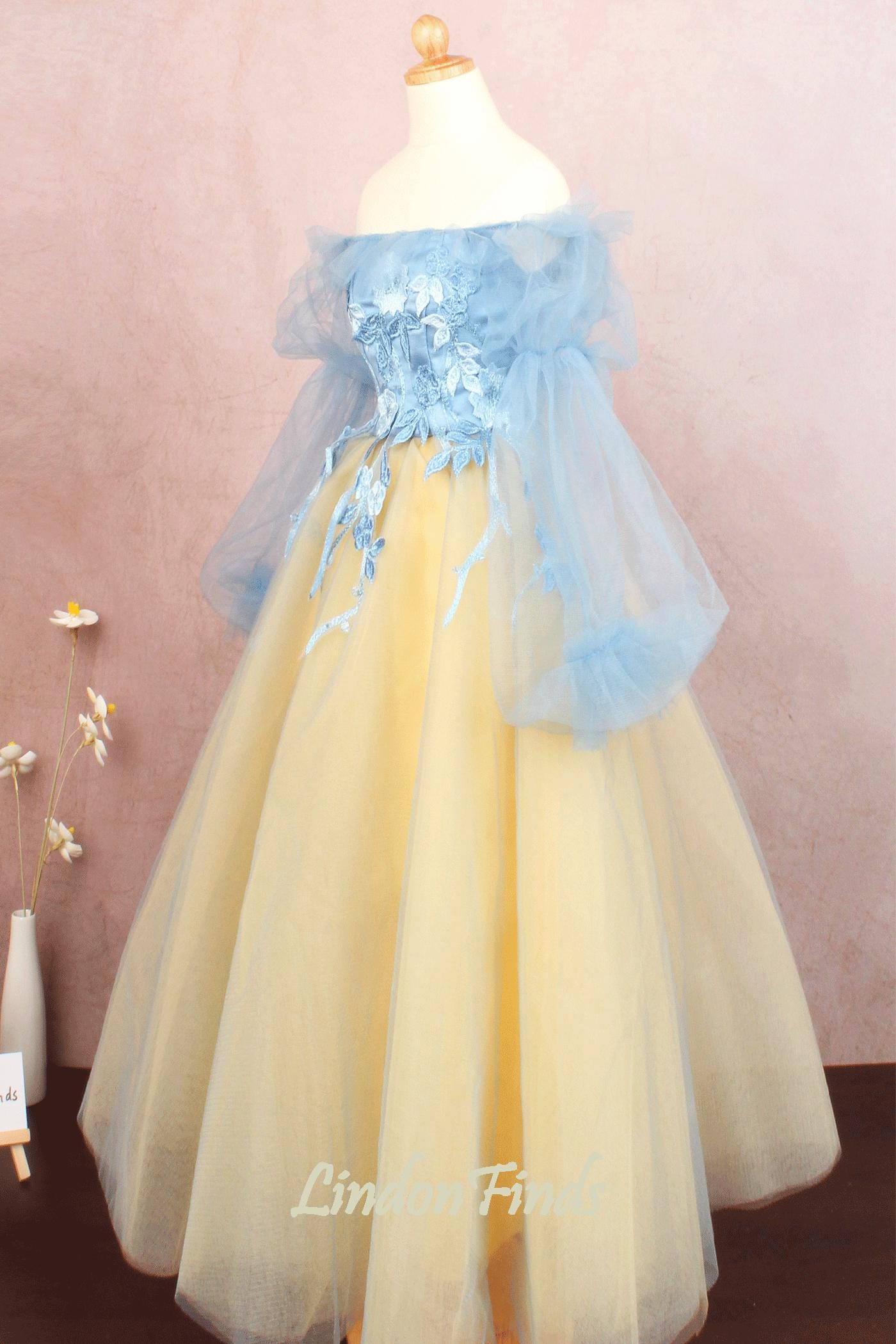 blue and yellow prom dress Suzhoufashion Spaghetti Straps Yellow Prom Dress Mermaid Corset Formal Dress With Slit