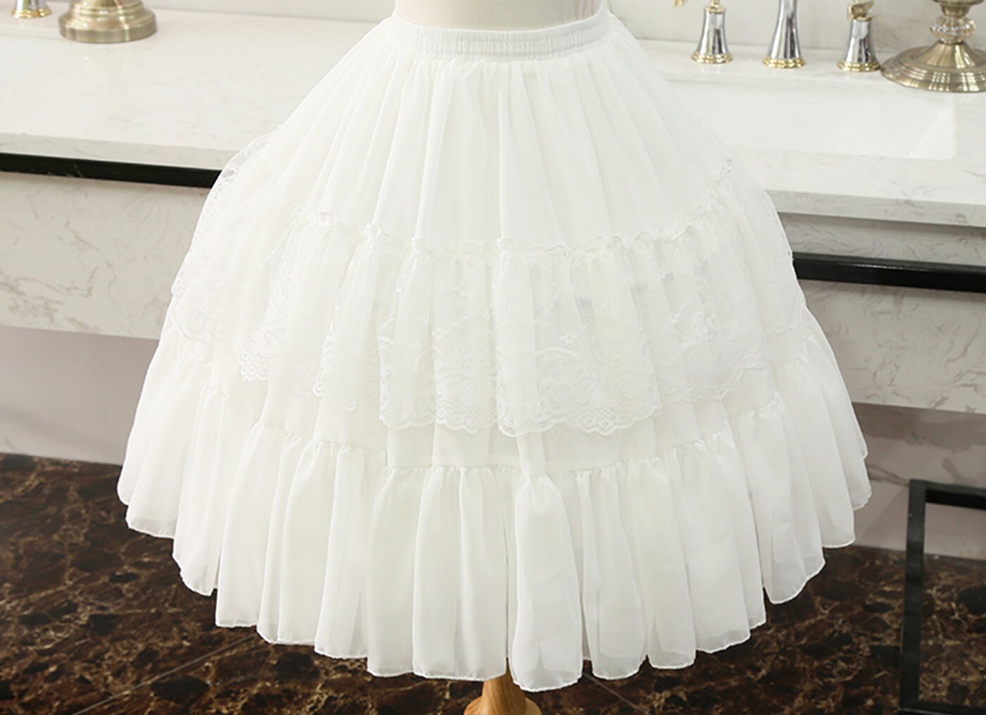 Ivory Cosplay Petticoatbridal Chiffon Short Crinolineruffle - Etsy