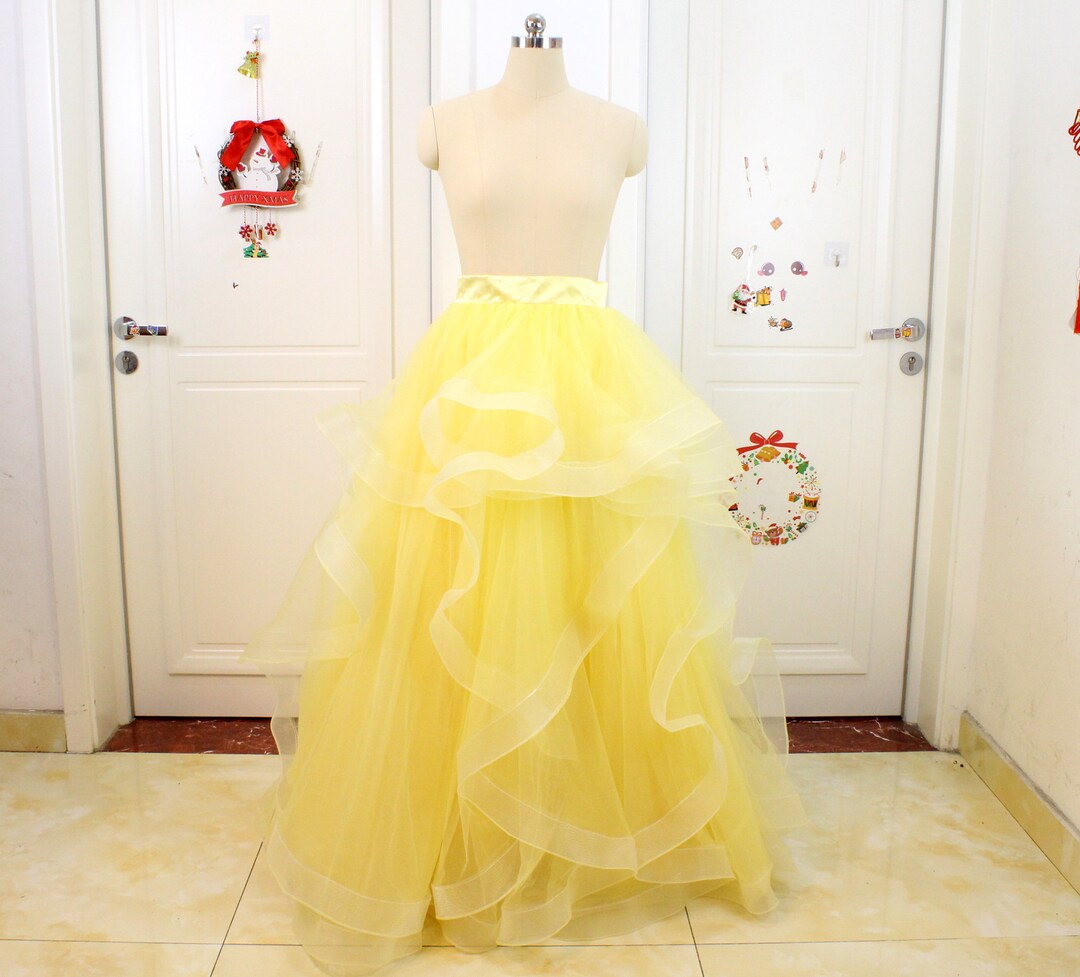 ＊POPPY＊ PEPLUM TULLE BUSTIER (YELLOW) 新品 Ersilia Pale Yellow Satin Lace Peplum Corset Off Shoulder