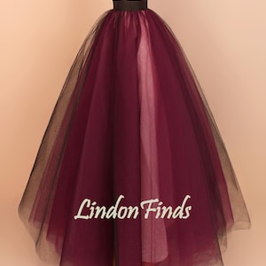 Purple and black tulle skirt,formal maxi skirt,elegant party skirt,handmade tulle skirt