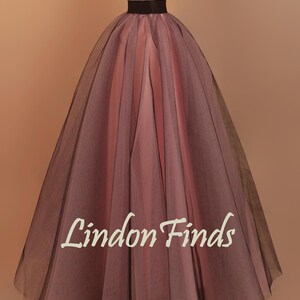 Pink and black tulle bridal party skirt,High waist design maxi skirt,formal skirt womens