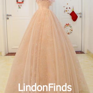 Pink Off the shoulder tulle wedding ball gown,3D flower prom dress,princess formal party dress