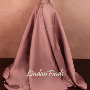 Brown Stretch satin prom skirt,birthday party skirt,full prom skirt