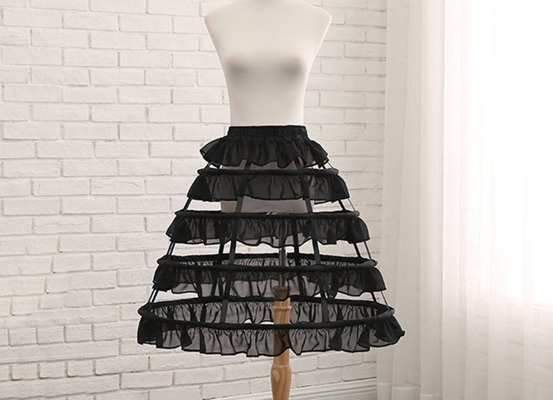 Schwarzer Käfig Petticoat,Braut Chiffon regulierter Crinoline,Rüschen Kleid Kurze Unterrock, langer Rock Bild 3