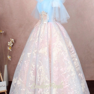 Pink lace floor length wedding gown,blue short sleeve bridal gown tulle women ball gown a line formal evening dress