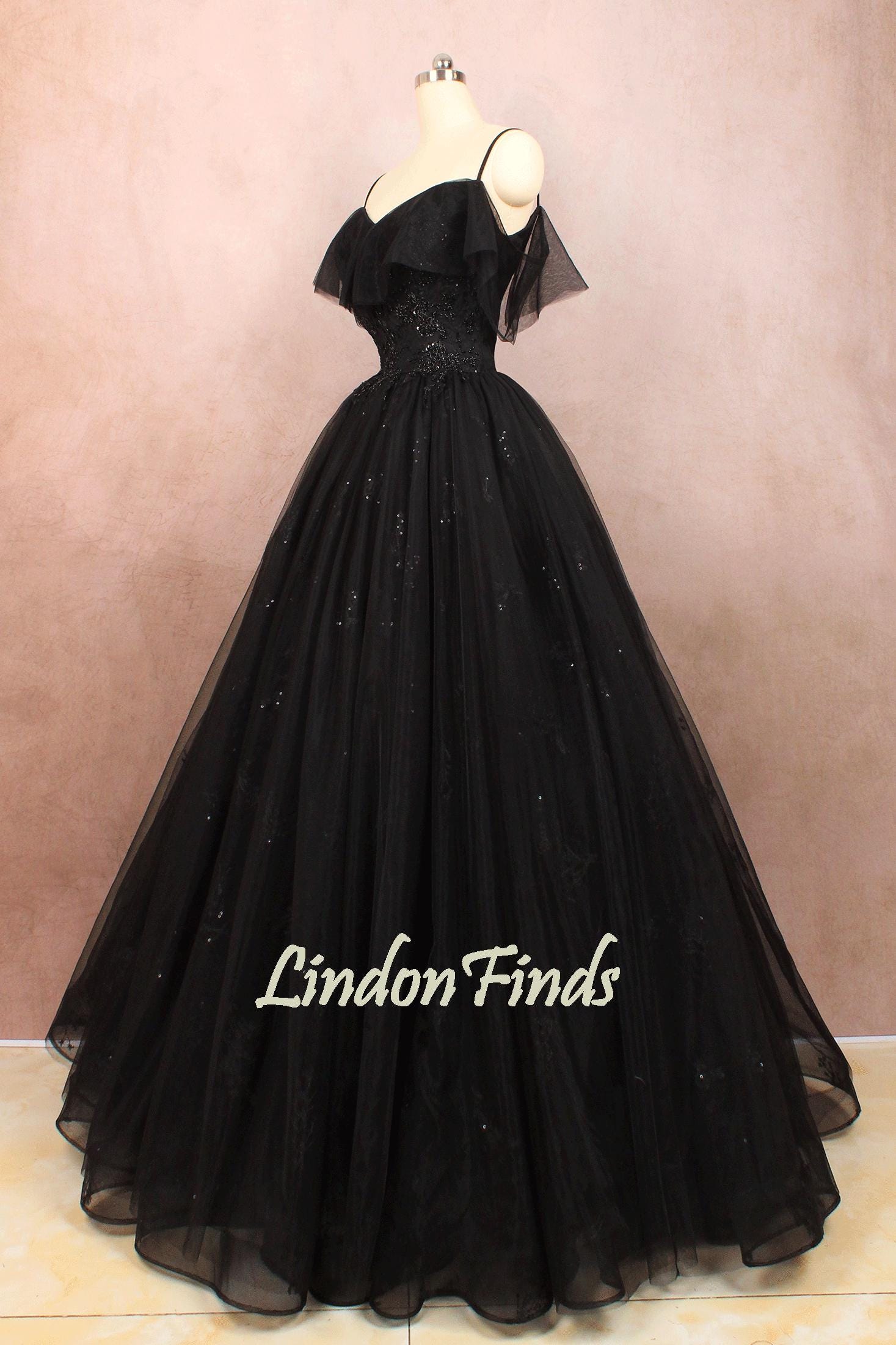 sachin and babi light blue dress Sparkly Black Sequin Ball Gown Wedding Dress Sweet 16 Dresses 66567 vi –  Viniodress main image 1