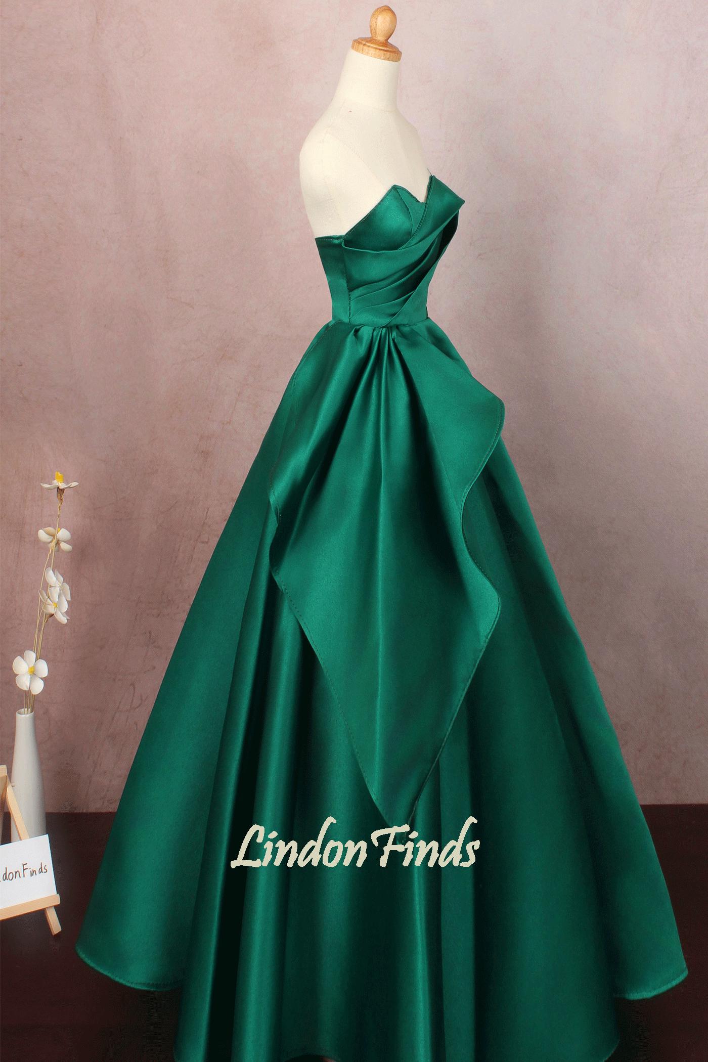 dark green prom dress satin Anavini Couture Girls Green Corduroy Smocked Christmas Bishop Dress – Best  Dressed Child main image 0