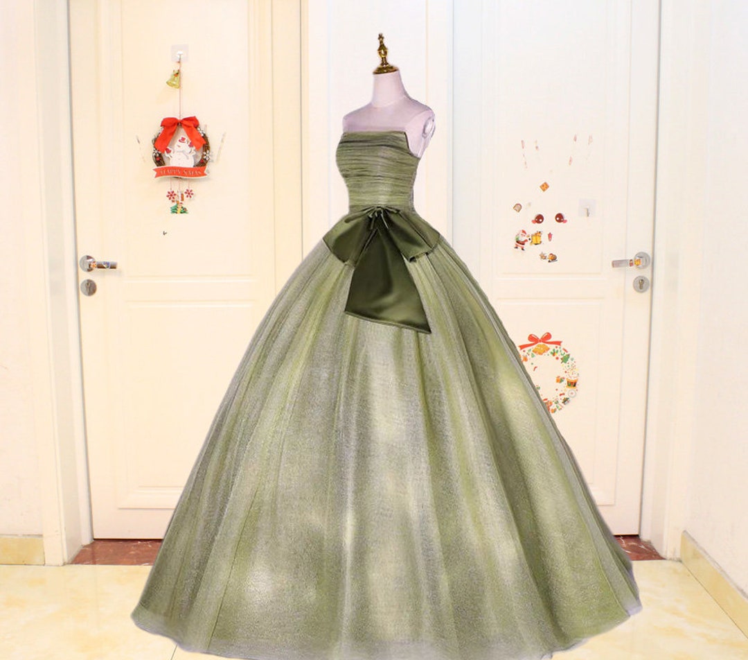 Green Strapless Ball Gown Formal Prom Dress HB2030A main image 0