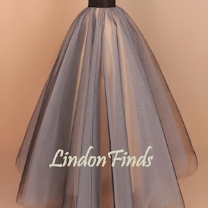 Black and Champagne tulle tutu wedding skirt,floor length formal skirt,princess prom skirt,gown skirt,full party skirt
