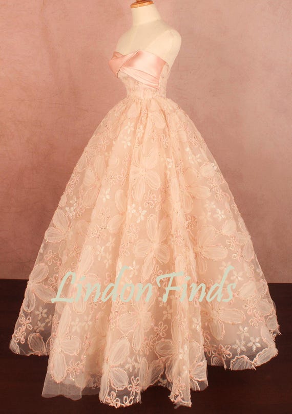 Pink Sweetheart Lace Ball Gown Satin Full Bridal Dress,boho Prom Dress -  Etsy