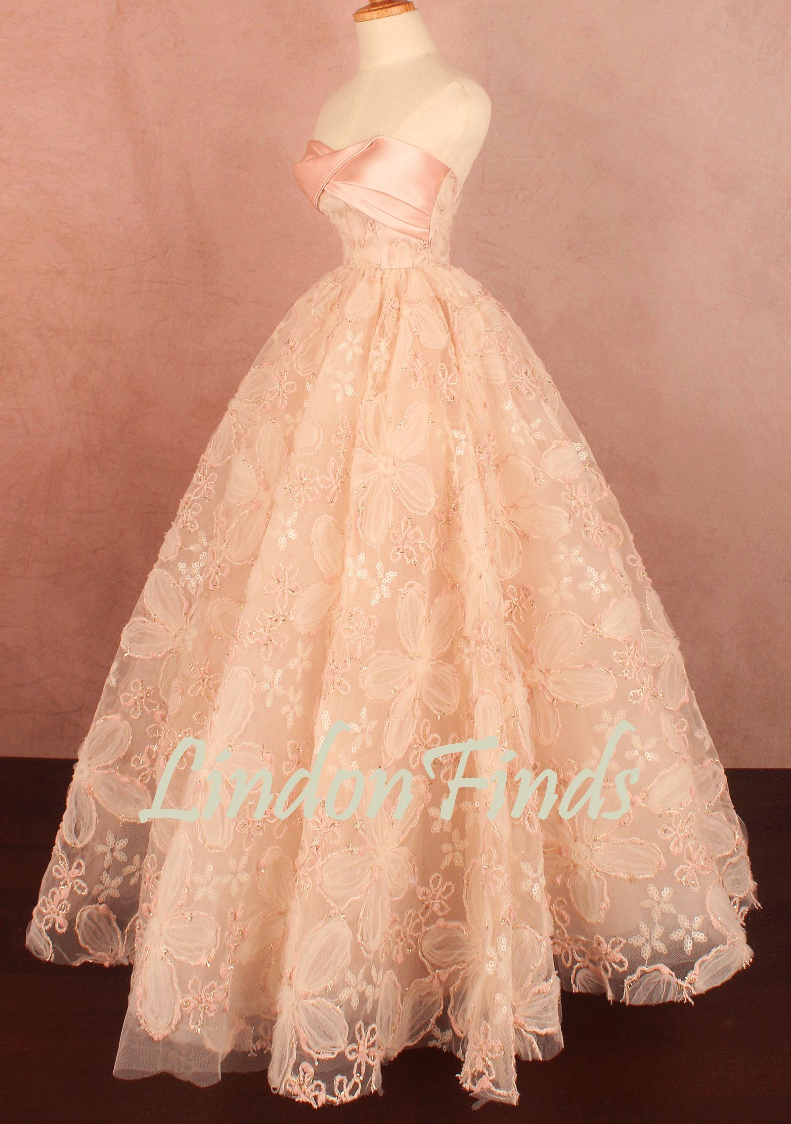 Pink Sweetheart Lace Ball Gown Satin Full Bridal Dress,boho Prom Dress -  Etsy