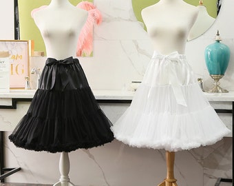 Schwarzer Cosplay Petticoat,Braut Tüll Kurz-Rinoline,Rüschen Kleid Kurze Unterrock, Puffy Rock