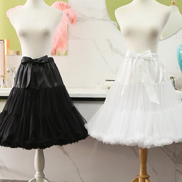 Schwarzer Cosplay Petticoat,Braut Tüll Kurz-Rinoline,Rüschen Kleid Kurze Unterrock, Puffy Rock