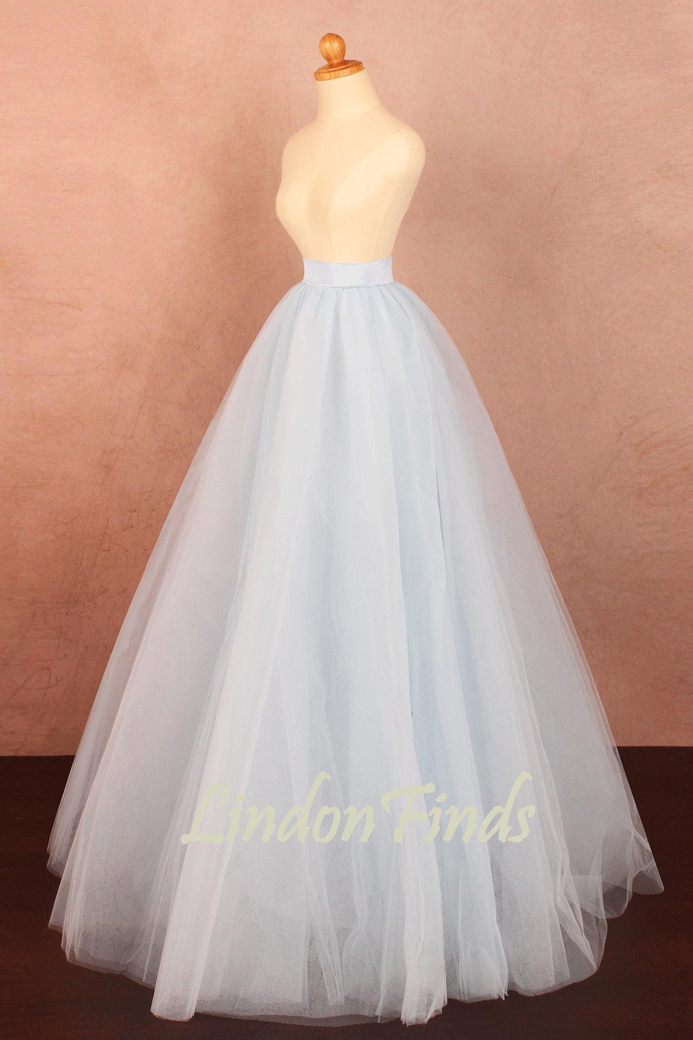 Light blue tulle prom skirt,women tutu wedding skirt,full party skirt,bridesmaid skirt