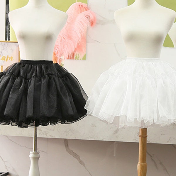 Organza Robe de bal Jupon, Lolita Cosplay Robe courte Jupon Ballet, Tutu Jupe Rockabilly Crinoline