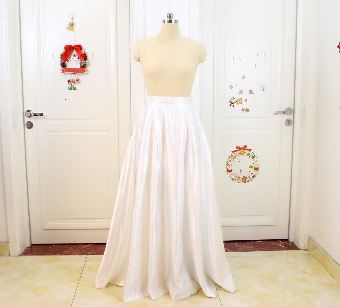 Long Ivory Satin Skirt Maxi Skirt Wedding Skirt Womens Maxi Skirt ,prom ...