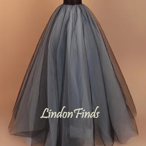 Black and gray tulle wedding skirt,floor length formal skirt,prom maxi skirt,gown skirt,prom skirt,princess party skirt