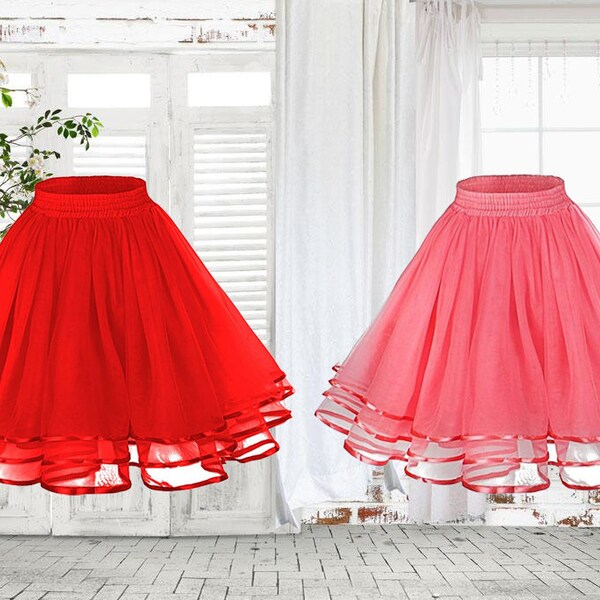 Jupe en tulle rouge femme, jupe jupon, jupe steampunk, jupe gothique, jupon femme, ajustement petit et moyen