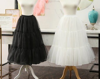Black Organza Petticoat, long Underskirt ,Cosplay Party Dress Petticoat, Lolita Petticoat ,Ballet Tutu Skirt