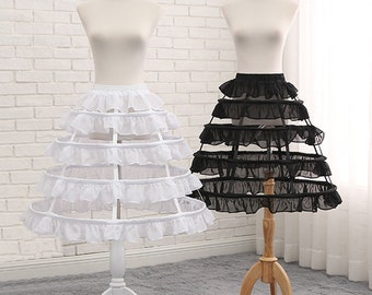 Schwarzer Käfig Petticoat,Braut Chiffon regulierter Crinoline,Rüschen Kleid Kurze Unterrock, langer Rock