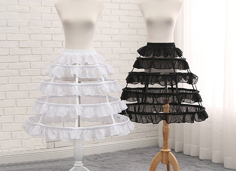 Schwarzer Käfig Petticoat,Braut Chiffon regulierter Crinoline,Rüschen Kleid Kurze Unterrock, langer Rock Bild 1