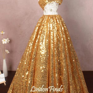 Gold Sequin Off the Shoulder A-line Floor Length Lace Prom Dresses main image 0