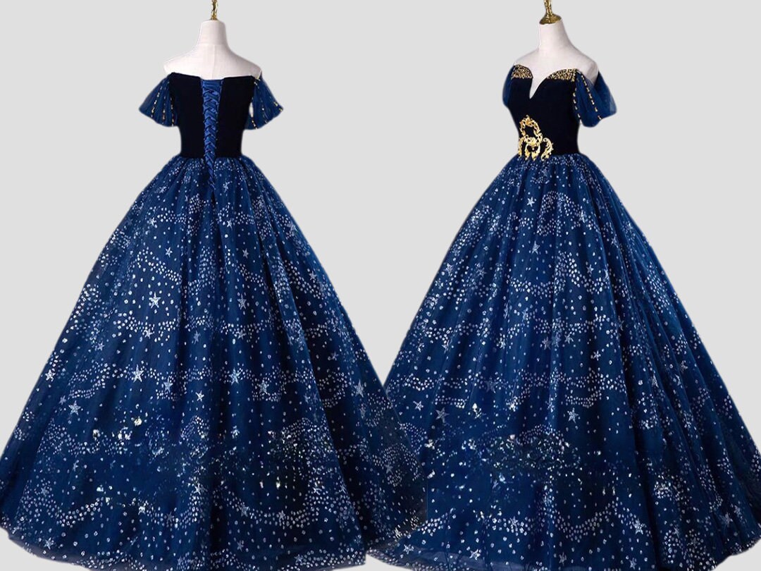 Giselle Lace Embellished Ball Gown (Navy) main image 1