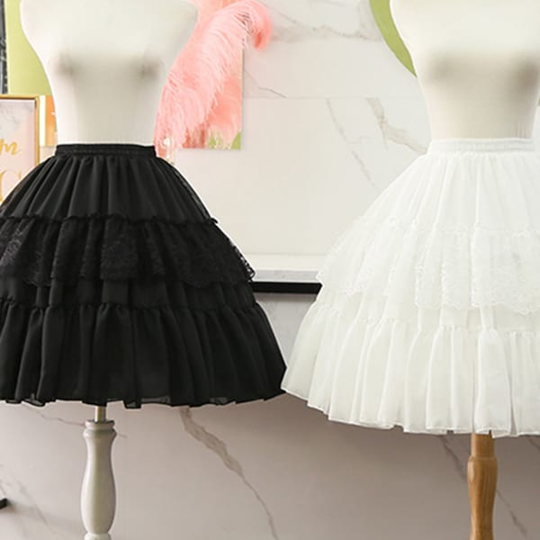 Ivory Cosplay Petticoat,Bridal chiffon Short Crinoline,Ruffle Prom Dress Short Underskirt, Puffy Skirt