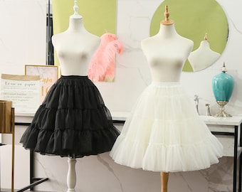 Two Layer Organza Lolita Petticoat,A Line Black Petticoats,Soft Tutu Underskirt,Bridesmaid tulle Skirt,Women Tutu Skirt