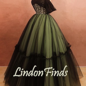 green and black princess dress Green A-Line Puffy Princess Dress for Girls, Floor Length Satin Gown  Mia  Princess