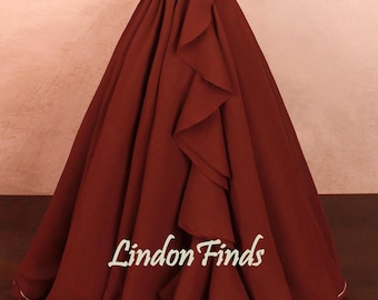 Burgundy Chiffon Prom Skirt, High Waist Draped Wedding Skirt