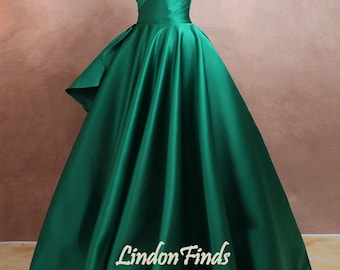 Green sweetheart satin prom dress a line bridal dress floor length ball gown formal dress for women