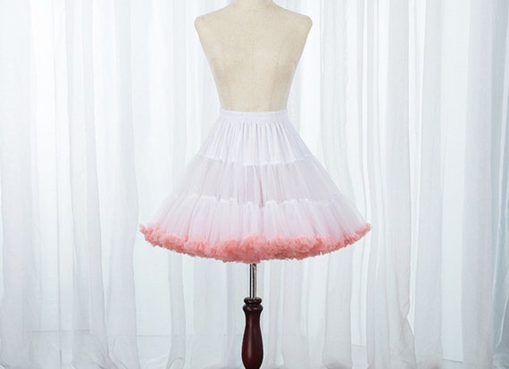 Pink Elastic Waist Puffy Tulle Petticoat,rainbow Cloud Short Tutu Skirt, princess Ballet Dance Pettiskirts Lolita Cosplay 