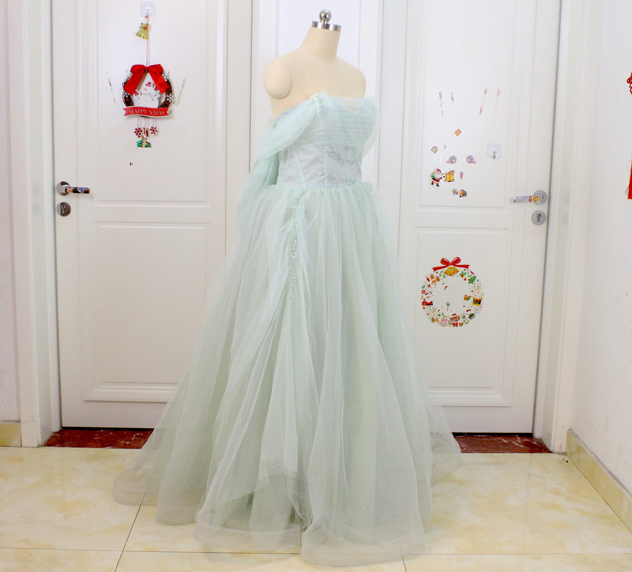 apple green long dress Green Metallic Pleated Gown With 3D Flower main image 0