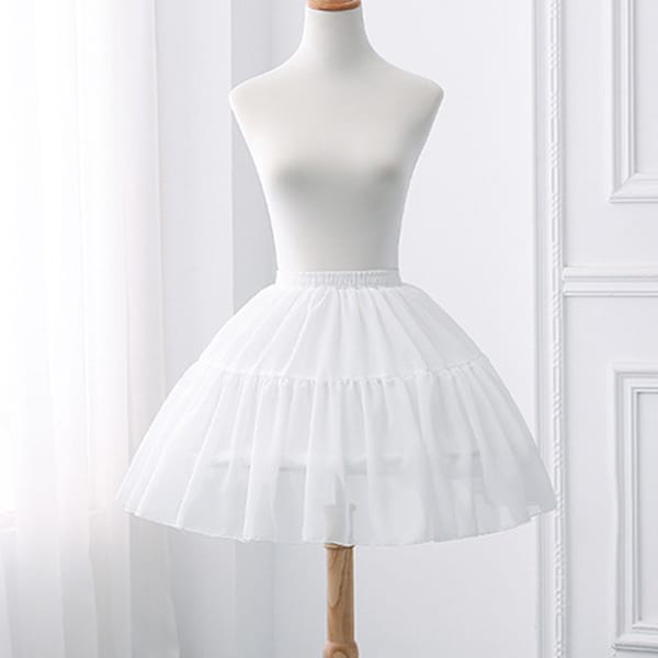 Jupon en mousseline d’ivoire, Crinoline courte de mariée, Robe de bal cosplay Sous-jupe courte, Jupe bouffante