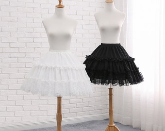 Ball Gown Underskirt ,Short Dress Cosplay Petticoat,Chiffon Lace Tow Bones Lolita Petticoat, Ballet Rockabilly Crinoline