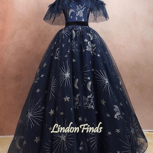 Navy spitze Brautkleid aus der Schulter tüll Ballkleid schwarze Taille Abschlussball Kleid Prinzessin eine Linie Brautkleid
