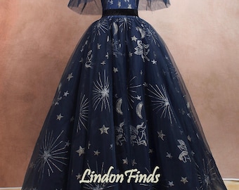 Navy lace wedding gown off the shoulder tulle ball gown black waist prom dress princess  a line bridal dress