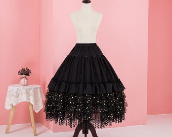 Lolita Chiffon Lace Cosplay Petticoat，Underskirt Short Women Circle Skirt,Vintage Square Dance petticoat