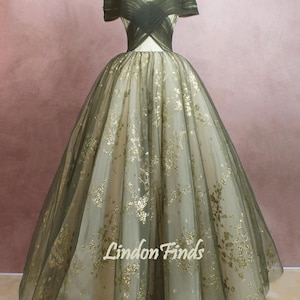 green lace ball gown princess tulle wedding gown custom off the shoulder party dress long formal dress