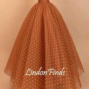 Brown Fleece - dotted tulle prom skirt adult tutu skirt,long bridal skirt-prom and apecial occasions
