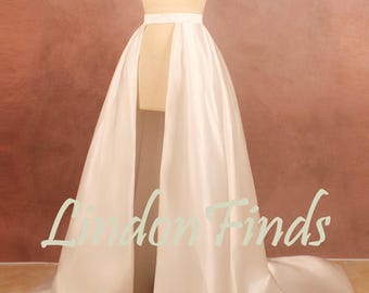 Surjupe de mariée en satin ivoire Train de mariage amovible, accessoire trapèze, longueur personnalisée