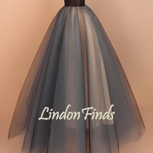 Gray and black prom tulle skirt,custom princess tulle skirt for adult women bridesmaids