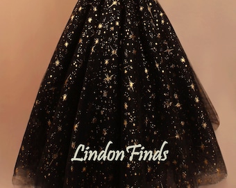 Black tulle skirt for women plus size wedding tutu custom bridal skirt Gold prom maxi skirts
