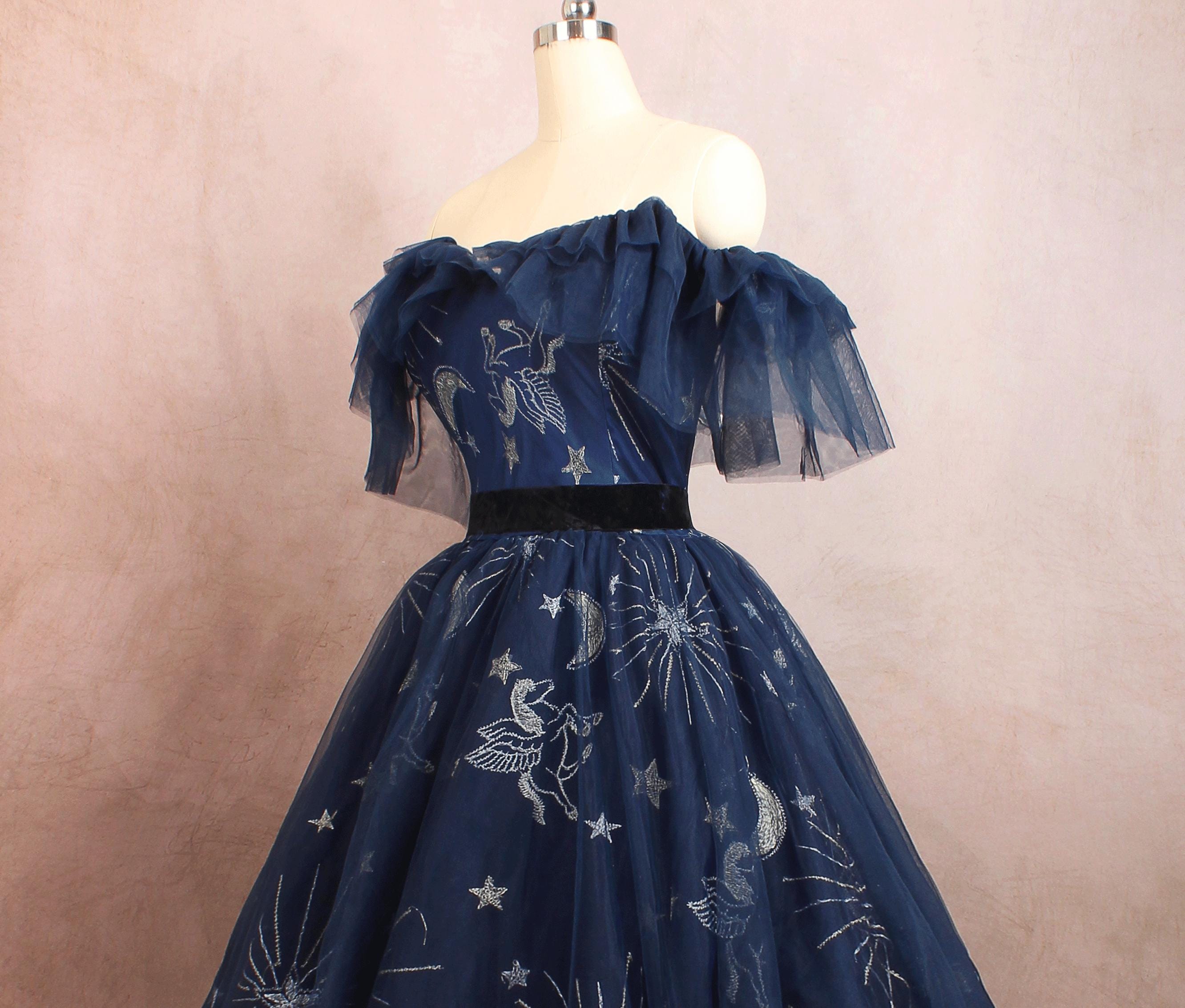 navy blue lace off the shoulder dress Navy Blue Evening Dress , Off Shoulder Midi Dress,lace Dress,wedding Guest Formal Dress,custom Made