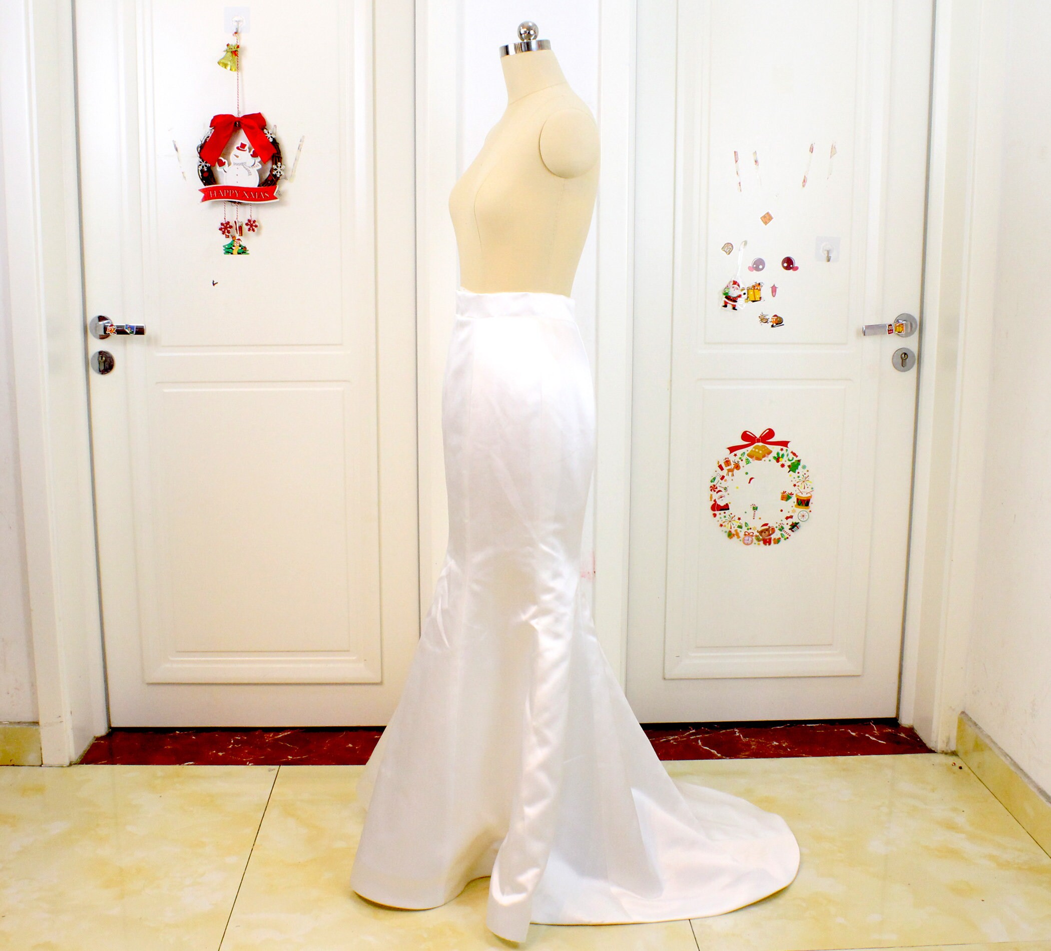 andmary Ribbon mermaid skirt ivory（YiZYiF Women's Sequin