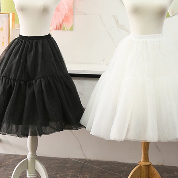 Black Organza Petticoats,Lolita Fluffy Petticoat, 2 layer Organza Petticoat, A-line Lolita Petticoat