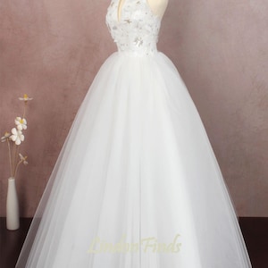 Ivory lace wedding dress halter beaded bridal dress,Butterfly formal evening dress,birthday party dress